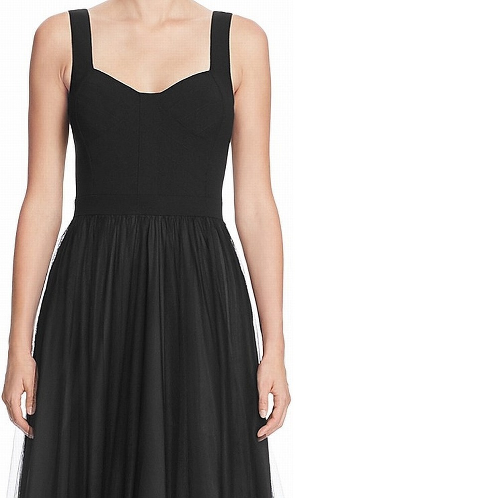 Aqua NEW Black Women's Size 4 Sleeveless Tulle Seamed Ball Gown - Picture 3 of 4